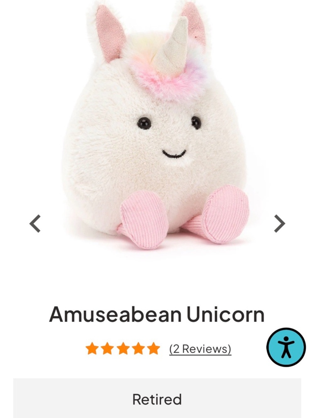 Jellycat Amusabean Unicorn GUC
